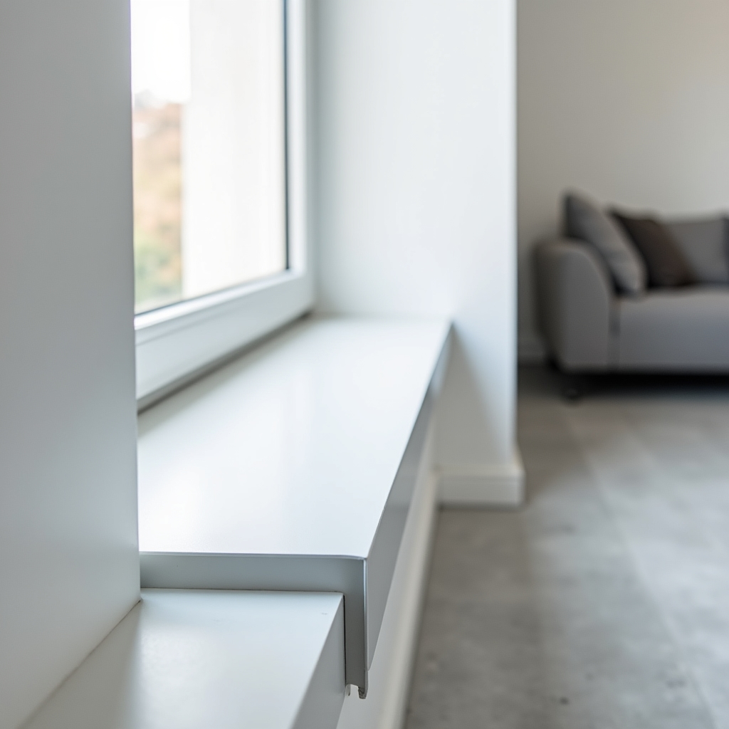 Parapet PVC w kolorze szarym w nowoczesnym wnętrzu